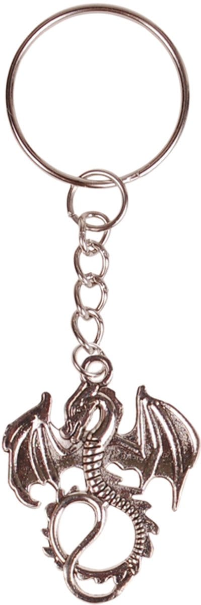 Sleutelhanger/Tashangertje - Zilverkleurige Sleutelring - hanger draak groot