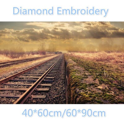 Volledige ronde boor 5D DIY Diamond schilderij spoorweg diamant borduurwerk 20X30CM beige