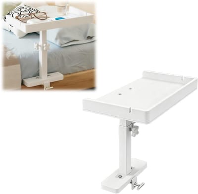 Verstelbare bedplank voor nachtkastje, zonder boren, ideaal voor kleine ruimtes en studentenkamers, handige bedzijtafelorganizer (wit)