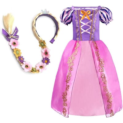 Kinderen Rapunzel Jurk Kinderfeest Tangle Kostuum Meisjes Zomer Verjaardag Fantasy Cosplay Carnaval Halloween Kleding 3-8 Jaar Size 150 pink