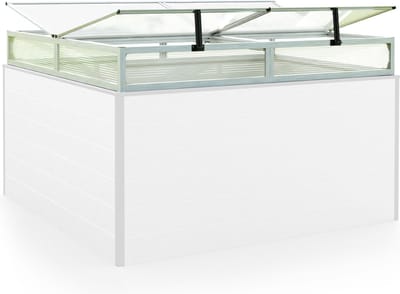 Moestuinbak opzetstuk van aluminium en polycarbonaat Tuinkas plantenbak voor tuin, balkon, met dakvenster kleppen, UV en weerbestendig, 150 x 150 cm