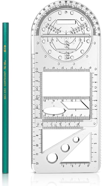 Multifunctionele Geometrische Liniaal met Verplaatsbare Protractor en Kleine Liniaal, Teken Template, Meetinstrument voor School en Kantoor, Inclusief Potlood en Accessoires