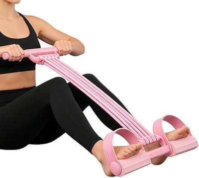 Buikspierapparaat - Fitnessspanner Pedaal - Krachttraining Thuis - Verstelbare Weerstand - 51 cm - Roze