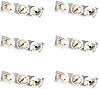 QAZQA Set van 6 Inbouwspot wit AR111 trimless 3-lichts - Oneon