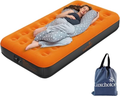 Opblaasbaar Luchtbed voor 1 Persoon met Ingebouwde Oplaadbare Pomp - Kampeermatras voor Buiten en Thuis