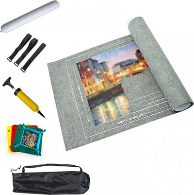 Puzzelmat Premium - Puzzelmat tot en met 1500 stukjes - Puzzelrol - Zelfsluitend - Antislip - Puzzel opbergen - Puzzelmat oprolbaar - 66 x 116 cm - Grijs