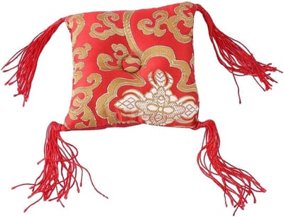 Handgemaakt Nepalees Brocade Kussen voor Singing Bowl - Rood, 10CM, Perfect voor Meditatie en Ontspanning