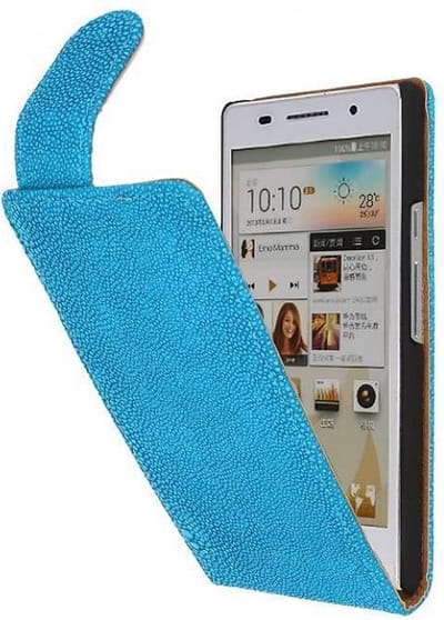 Devil Classic Flipcases Hoesjes - Hoesje Geschikt voor Huawei Ascend P6 Turquoise