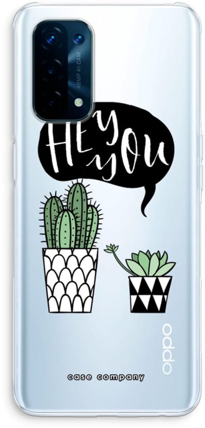 Case Company® - Hoesje geschikt voor Oppo A74 5G hoesje - Hey you cactus - Soft Cover Telefoonhoesje - Bescherming aan alle Kanten en Schermrand