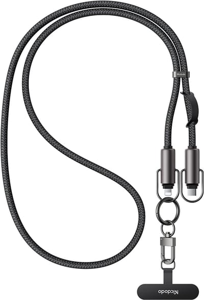 Luxe Telefoonkoord met USB-C naar Lightning Oplaadkabel - 36W Snellader - Crossbody & Verstelbaar - Nylon - Geschikt voor iPhone 11 t/m 14, iPad & AirPods