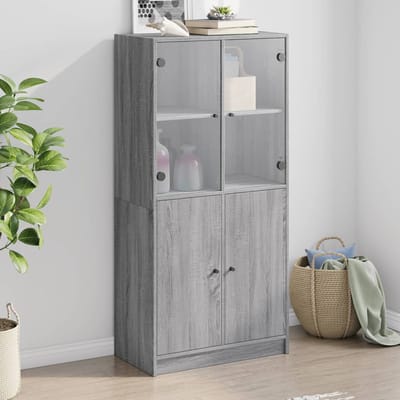 vidaXL - Hoge - kast - met - deuren - 68x37x142 - cm - bewerkt - hout - grijs - sonoma
