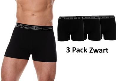 Brubeck Heren Boxershort 3-Pack Zwart – Naadloos Seamless AirJet Katoen - M