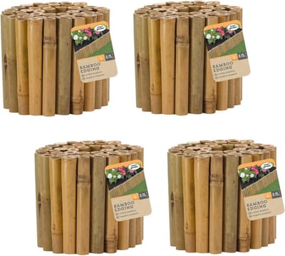 Milieuvriendelijke Bamboe Gazonranden voor Tuinen en Paden - Duurzame Tuindecoratie (4 stuks, 15 cm x 1 m)
