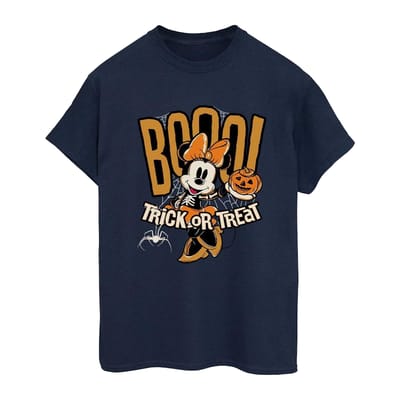 Disney Dames/Dames Boo Trick Or Treat Minnie Mouse Katoenen Vriendje T-shirt (Marineblauw)