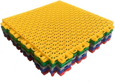 Modulaire Vloertegels - Drainage Tegels - Buiten Sportveld - DIY Systeem - 25x25 cm - Geel en Groen