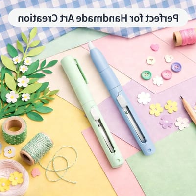 Papiersnijstift met dubbel gebruik, keramische cutter pen voor precisie snijden, mini desktop snijtool (blauw en groen)