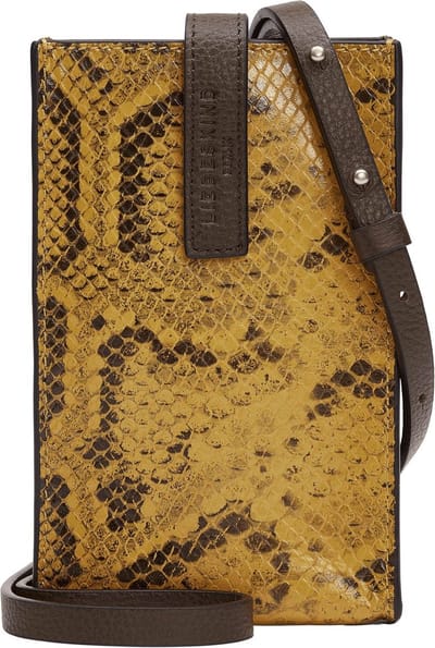 LIEBESKIND BERLIN Leren Schoudertas Telefoontasje Turlington Snake Mobile Pouch Dijon Geel