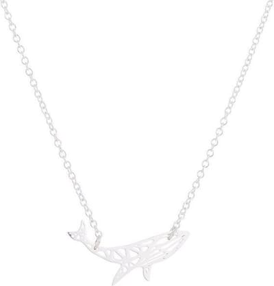 24/7 Jewelry Collection Origami Walvis Ketting - Zilverkleurig