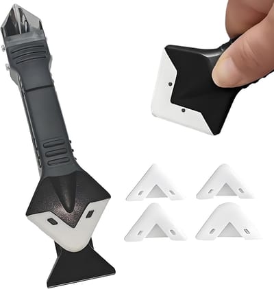 Siliconenverwijderaar Set - Kitgereedschap Tool - Badkamer en Keuken - Verwisselbare Mondstukken - 18.8 x 18.7 cm