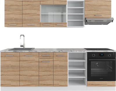 Vicco R-Line Complete keukeneenheid – 240 cm, WB Marmer Sonoma/Wit