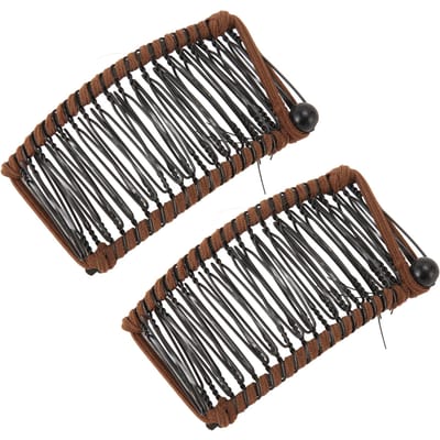2 stuks Bananen Haarspelden Metaal Geweven Draad Eenvoudige Bediening Simpel Stijlvol Vintage Klemkam voor donkere koffiekleur