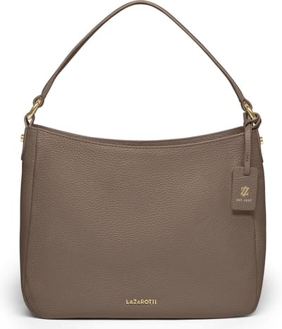 Lazarotti Leren Schoudertas Bologna Leather Hobo Taupe