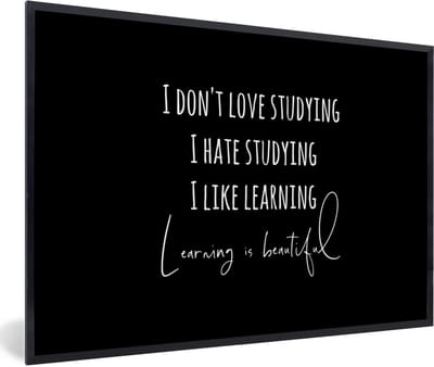 Fotolijst incl. Poster - Quote - Studeren - Liefde - 60x40 cm - Posterlijst