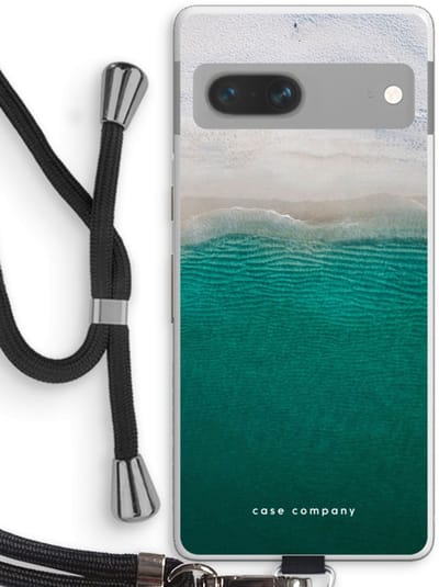 Case Company® - Hoesje met koord geschikt voor Google Pixel 7 hoesje met Koord - Stranded - Telefoonhoesje met Zwart Koord - Bescherming aan alle Kanten en Over de Schermrand