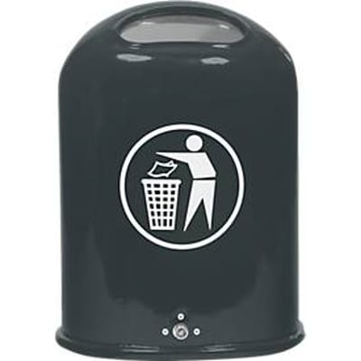 Afvalbak ovaal, 45 liter, met zelfsluitende rvs-klep, antraciet/glans