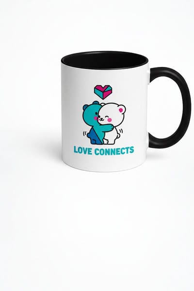 Keramische Mok Liefde Connects | Knuffelende Beren & Hart | Romantisch Cadeau Vriendschap