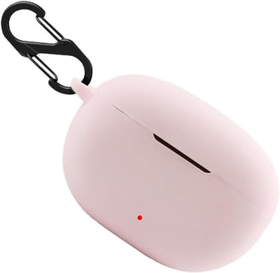 Schokbestendige silicone hoes voor draadloze oordopjes, beschermende cover met sleutelhanger (Roze)