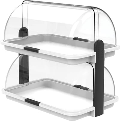 Biesse L170-01 Kunststof Buffetvitrine - Broodbox - Dubbel - 38x26x36cm - witte bodem