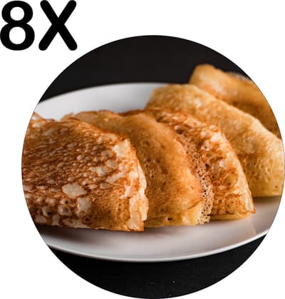 Luxe Ronde Placemat - Traditionele Crepes met Donkere Achtergrond - Set van 8 Placemats - 50x50 cm - 2 mm dik Vinyl - Anti Slip - Afneembaar
