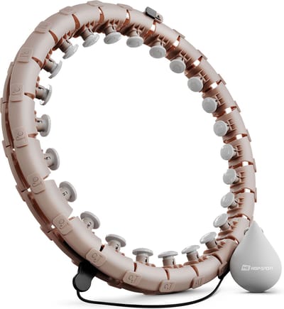Hop-Sport Hula Hoop HS-106HH, met gewicht en 24 noppen, maat verstelbaar, voor volwassenen - massage & fitness & buikspiertraining, beige