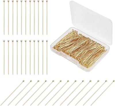 200 Stuks 40mm Balhoofdspelden van 24K Goudgeplateerd RVS voor Sieraden Maken, DIY Oorbellen, Armbanden en Kettingen
