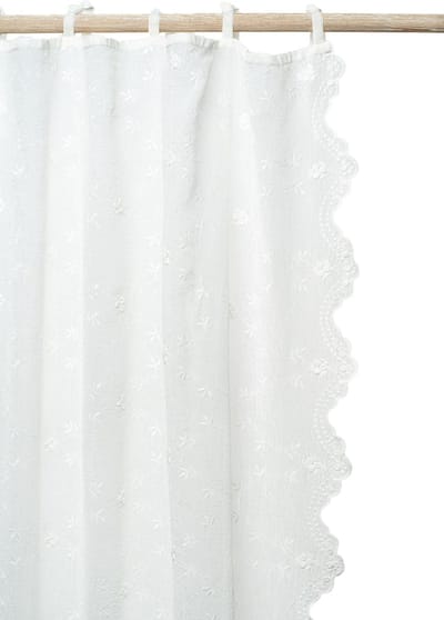 Gordijnen | Victoria - Geborduurde Voile - Gebroken Wit - Golvende Randen & Velvet Linten - 180x250 cm - Pimlico