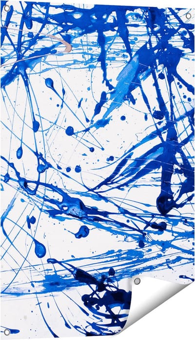 Gards Tuinposter Abstracte Kunst Blauwe Verf - 60x90 cm - Tuindoek - Tuindecoratie - Wanddecoratie buiten - Tuinschilderij