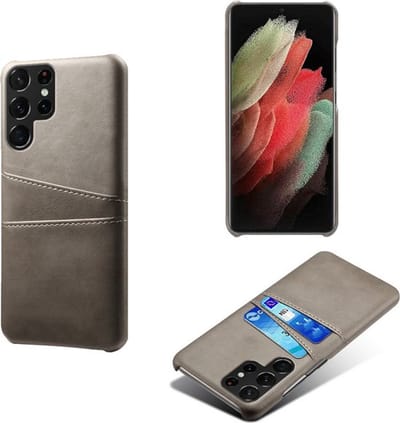 Luxe Leren Telefoonhoesje geschikt voor Samsung Galaxy S24 – Backcover met Kaartvak – Grijs