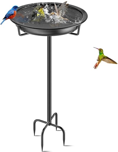 Dailygoods- Vogeldrinkbak Staand - Vogelbad Buiten - Gietijzeren Waterschaal - Vorstvrij Vogelvoederdispenser - 92x27cm - Elegante Decoratie