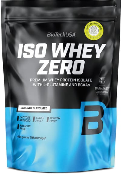 BioTechUSA Iso Whey Zero | Premium wei-eiwitisolaat | Grasgevoerd | Enzymvrij | Suiker- en glutenvrij, 454 g, Kokosnoot