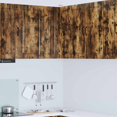 vidaXL - Wandhoekkast - PORTO - Rook - Eiken - 57 - x - 57 - x - 80 - cm - Bewerkt - hout