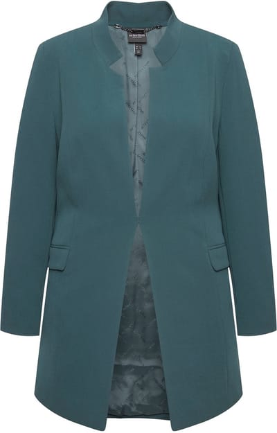 Ulla Popken - Dames - Acetaat blazerjasje opstaande kraag haaksluiting - Diepgroen - Maat 42