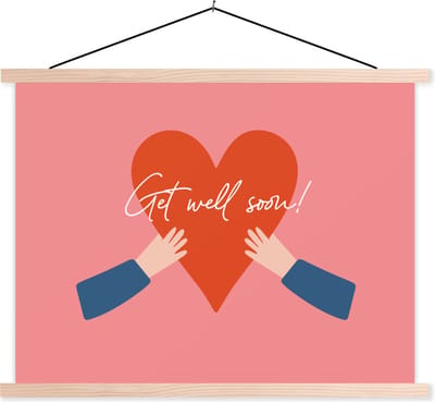 Posterhanger incl. Poster 120x90 cm - Schoolplaat - Beterschap - Quotes - Roze - Arm - Textielposter - Blanke latten