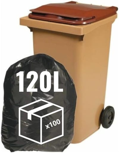 Containerhoezen Zwart - Vuilniszakken 120L - Afvalbeheer - Zeer Robuust 35µ - 64x120cm - Zwart