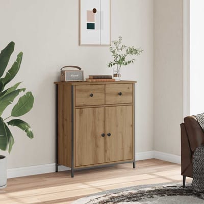 vidaXL - Dressoir - 70x30x80 - cm - bewerkt - hout - artisanaal - eikenkleur