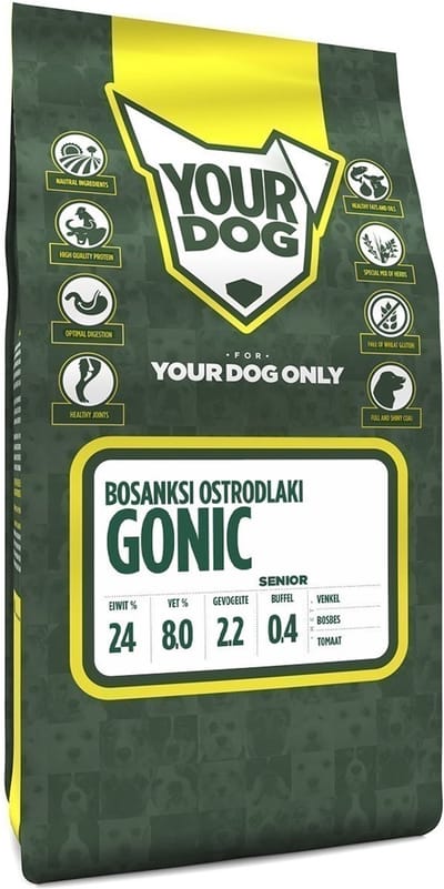 Hondenvoer Yourdog - Senior Bosanksi Ostrodlaki Gonic - 3kg met Buffel en Kip