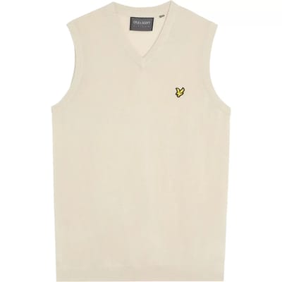 Mouwloze gebreide V-hals merinowol trui Lyle & Scott