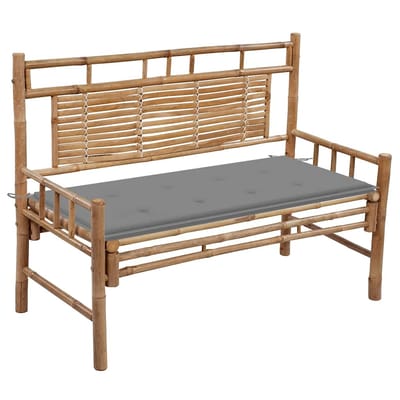 vidaXL - Tuinbank - met - kussen - 120 - cm - bamboe