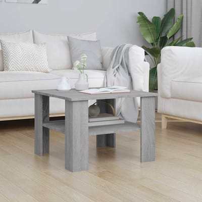 vidaXL - Salontafel - 60x60x42 - cm - bewerkt - hout - grijs - sonoma - eiken