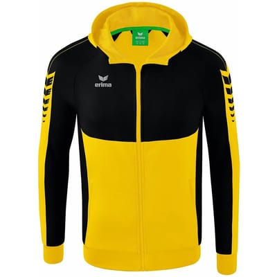 Erima Six Wings Trainingsjack Met Capuchon Kinderen - Zwart / Geel | Maat: 140